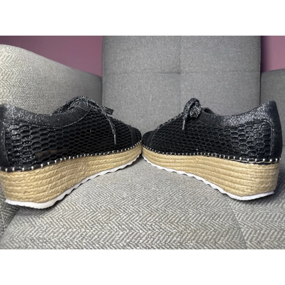 INC International Concepts Black Mesh Espadrille Platform Sneakers Size 9M